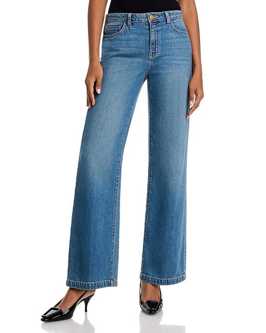 L'Agence Blue Scottie High Rise Wide Leg Jeans