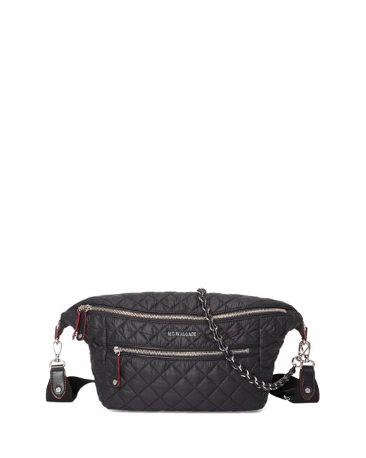 MZ Wallace Synthetic Large Crossbody Sling Bag in Black/Silver (Black