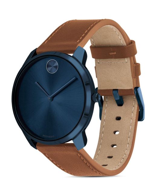 Movado Men S Bold Watch With Leather Strap In Blue Brown For Lyst - Movado Men S Swiss Bold Black Leather Strap Watch 42mm Movado Men S Bold Watch With Leather Strap In Blue Brown For Lyst - Movado Men S Swiss Bold Black Leather Strap Watch 42mm