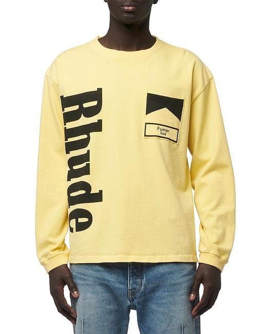 R H U D E © Yellow Logo Pocket Tee for men