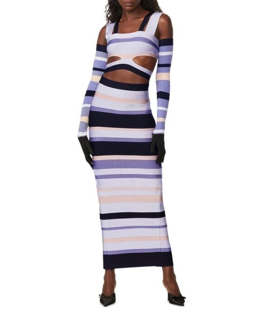 Hervé Léger X Law Roach Striped Bandage Cutout Gown in White Lyst