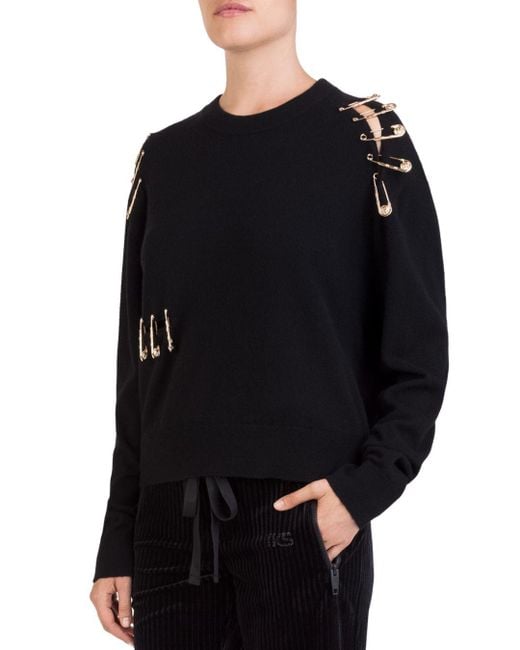 The Kooples Safetypin Cutout Sweater in Black Lyst