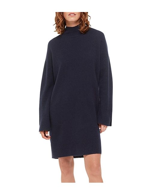 Whistles Blue Amelia Mock Neck Long Sleeve Sweater Dress