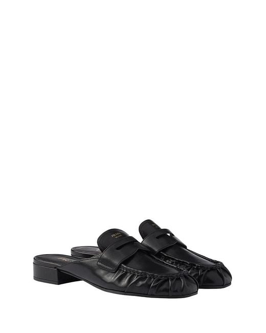 Prada Black Leather Mules
