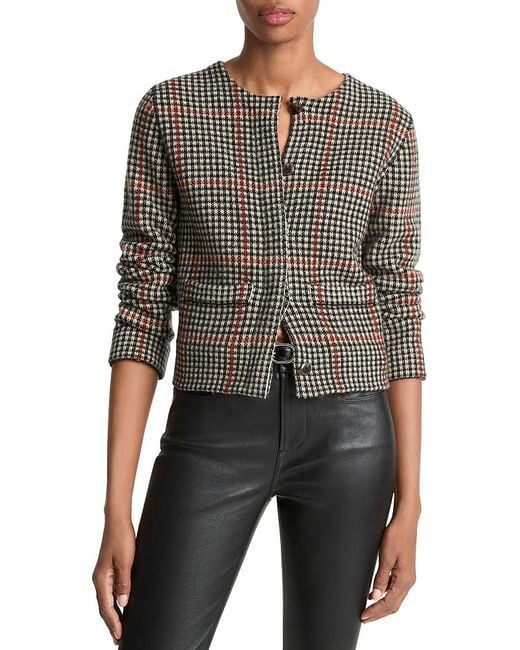 Vince Black Wool & Cashmere Crewneck Cardigan Sweater