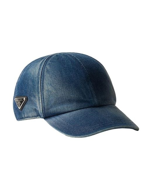 Prada Blue Denim Baseball Cap for men
