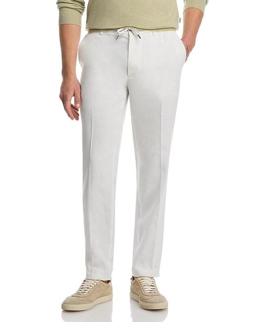 Boss Gray Kane Regular Tapered Fit Linen Trousers for men