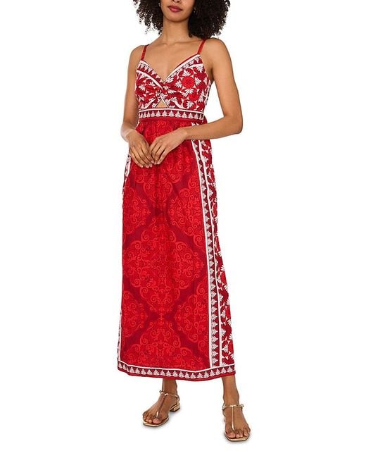1.STATE Red Twist Front Maxi Dress
