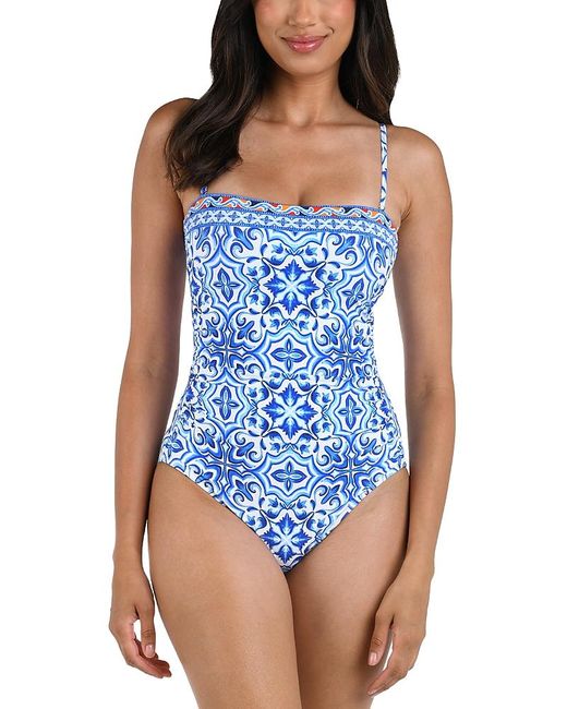 Costume Intero La Blanca Lingerie - Stampa Astratta Tropicale, Scollo Demi, Spalline Regolabili