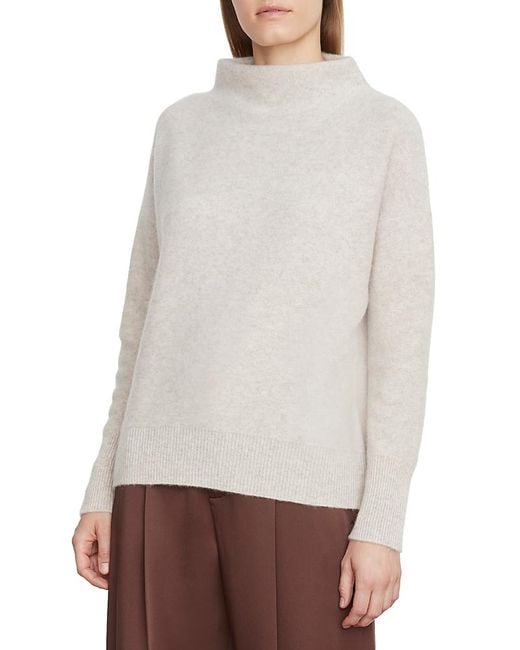 Vince White Boiled Cashmere Funnel Neck Sweater