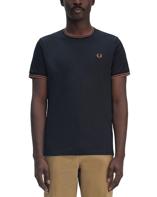 Fred Perry Blue Twin Tipped Short Sleeve Tee for men