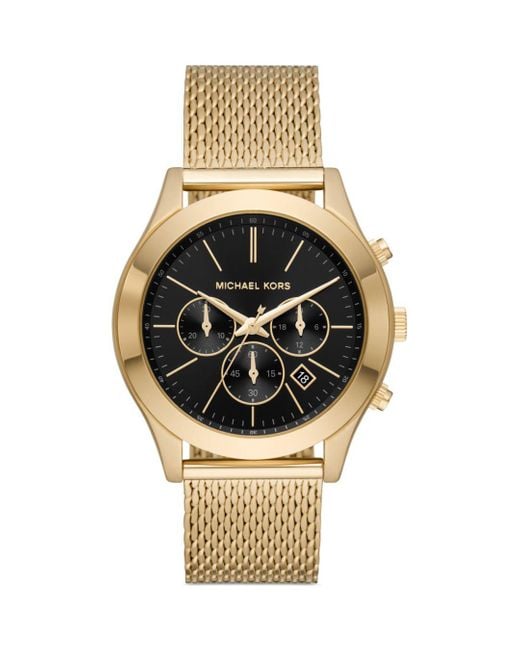 Michael Kors Slim Runway Chronograph Goldtone Stainless Steel Mesh