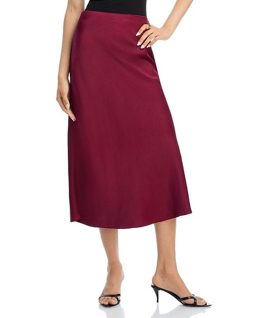 Aqua Red Midi Slip Skirt