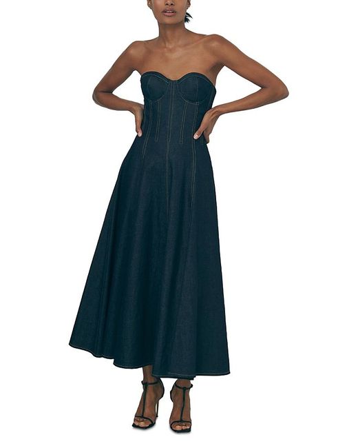 Reiss Women's Blue Strapless Denim Dress
