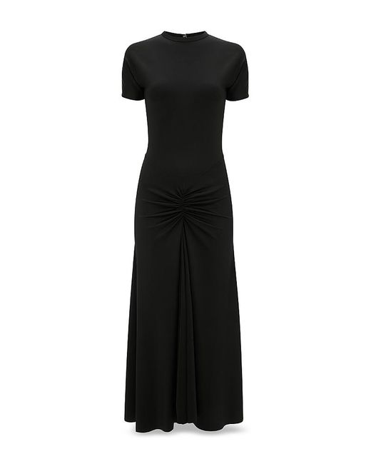 Victoria Beckham Black Gathered Waist Midi T-Shirt Dress