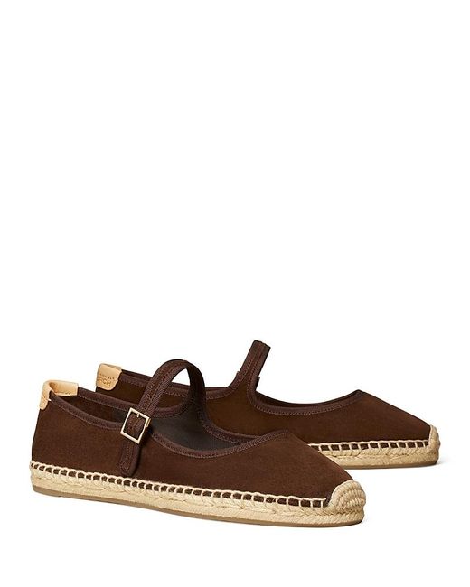 Tory Burch Brown Mary Jane Espadrille Flats