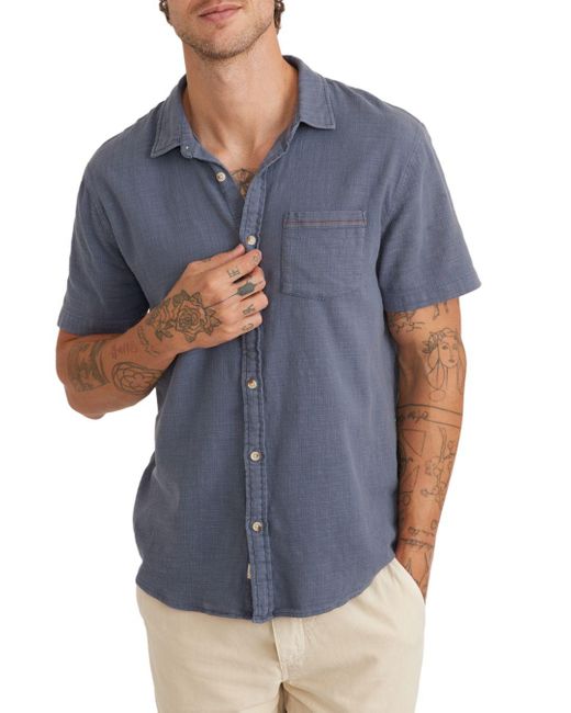 Marine Layer Stretch Selvage Short Sleeve Shirt in Blue for Men | Lyst