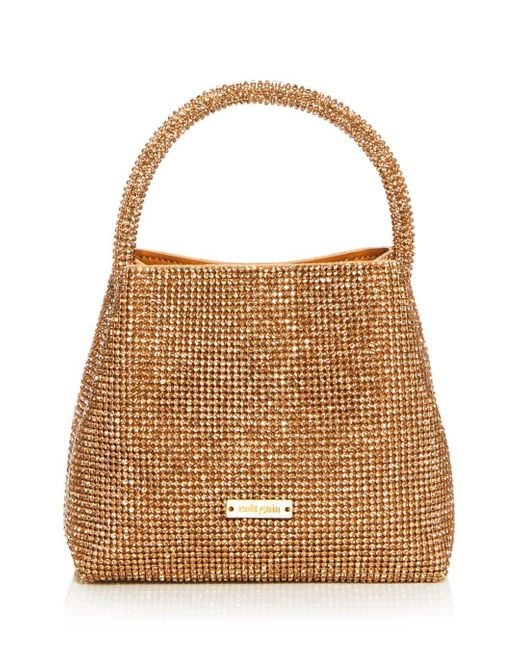 Cult Gaia Solene Mini Crystal Top Handle Bag in Brown | Lyst