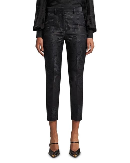 Etro Black Cropped Jacquard Pants