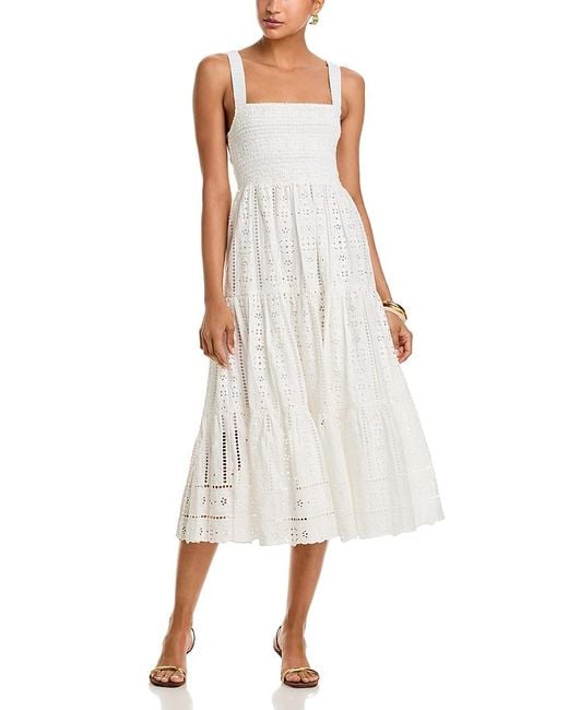 Cara Cara White Taormina Eyelet Midi Dress