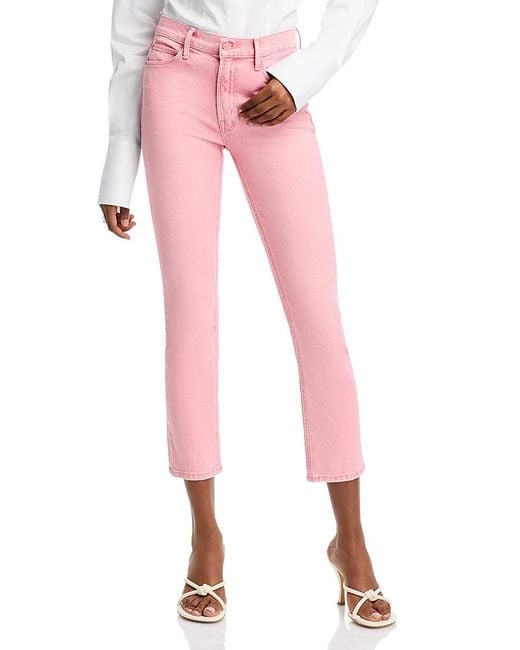 Mother Pink The Mid Rise Dazzler Ankle Jeans
