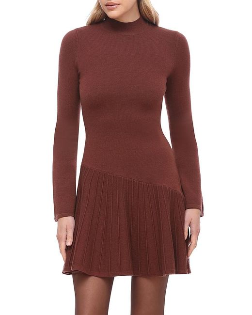 Bagatelle Women's Red Mock Neck Knit Mini Sweater Dress