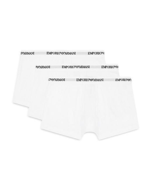 Emporio Armani White Solid Boxer Briefs, Pack Of 3 for men