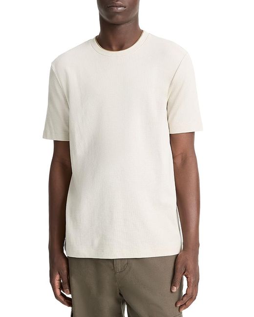 Vince White Regular Fit Micro Waffle Tee for men