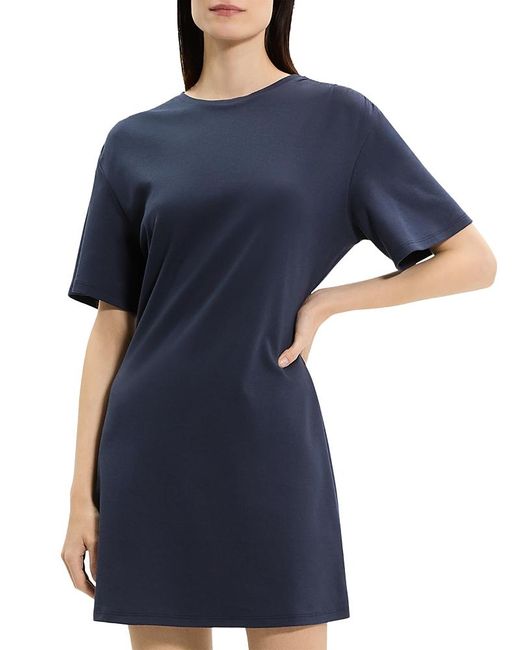 Theory Gathered Shoulder T-Shirt Dress in Blue | Lyst