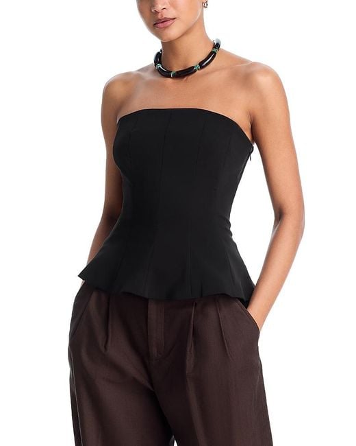 Aqua Black Panel Strapless Top