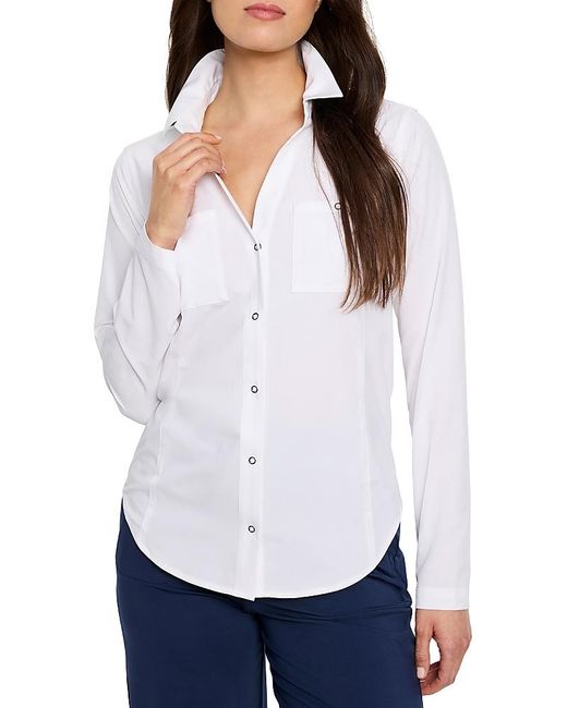 NIC+ZOE White Snap Front Tech Stretch Top