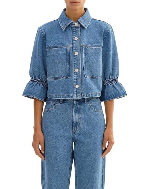 Lamarque Blue Ruffle Sleeve Denim Jacket