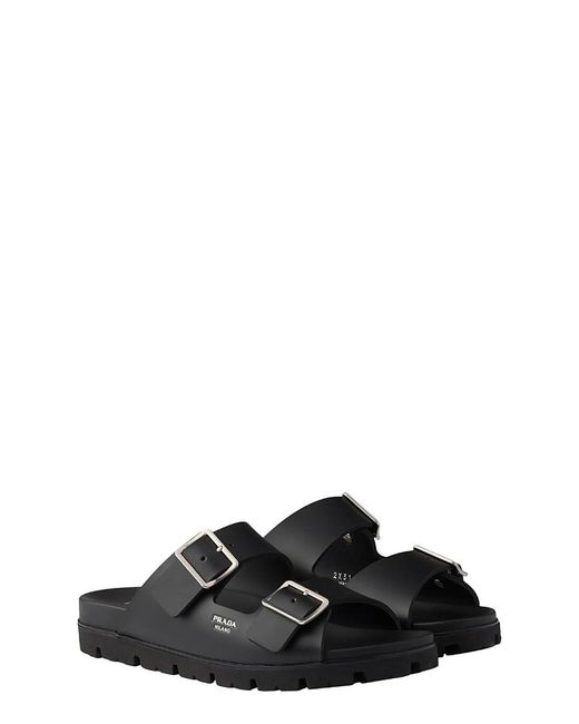 Prada Black Rubber Strap Sandals for men