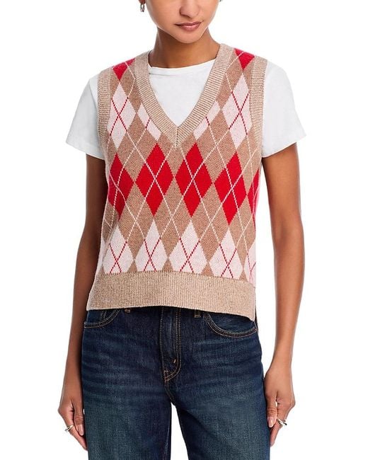 Re/done Red Argyle Vest