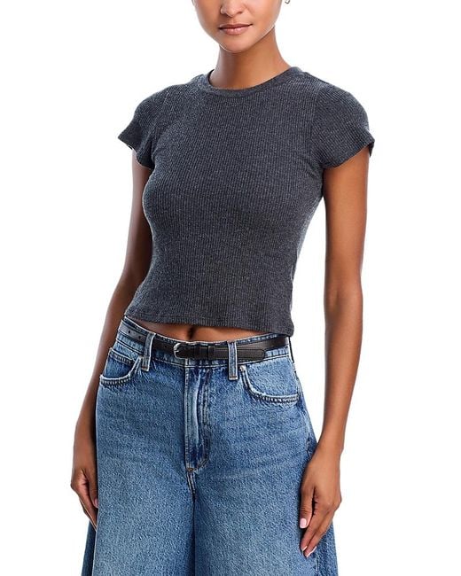 PERFECTWHITETEE Blue Gabby Rib Short Sleeve Crewneck Tee
