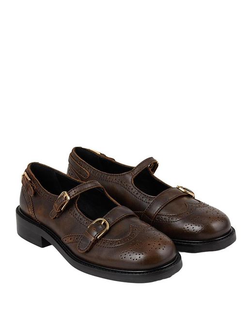 Sandro Brown Buckled Mary Jane Flats