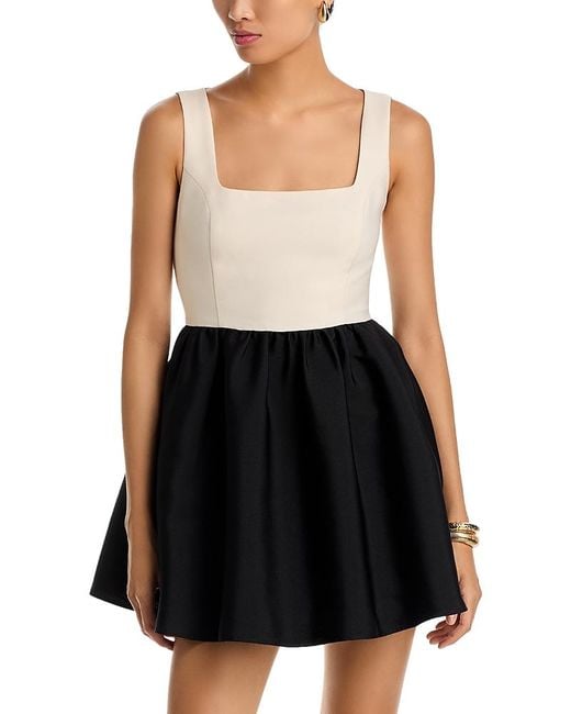 French Connection Black Structured Taffeta Mini Dress