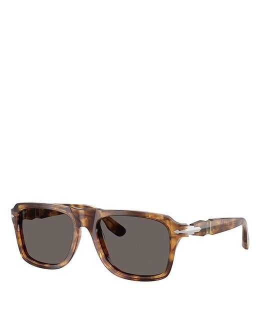 Persol Gray Rectangular Sunglasses, 55Mm
