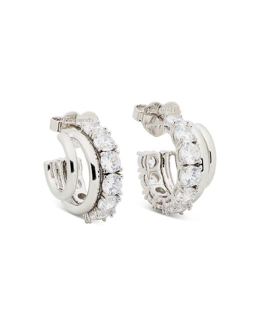 Kate Spade White Hint Of Shimmer Stacked Huggies Earrings