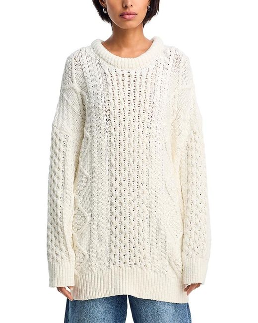 Denimist White Oversized Aran Sweater