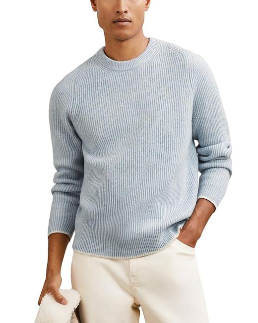 Reiss Blue Crammond Ribbed Crewneck Sweater for men