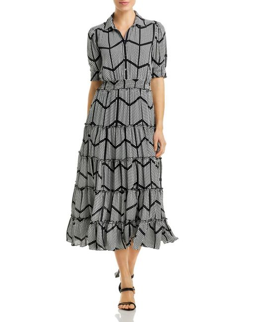 T Tahari Elbow Sleeve Maxi Shirt Dress in Blue Lyst