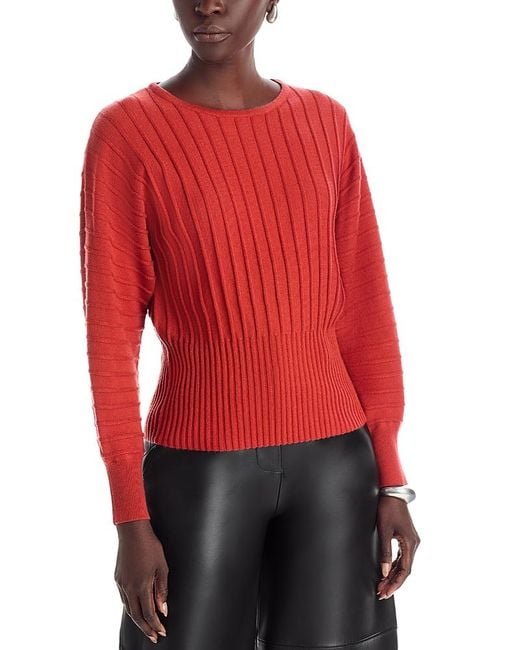 Tahari Red Dolman Sleeve Ribbed Sweater