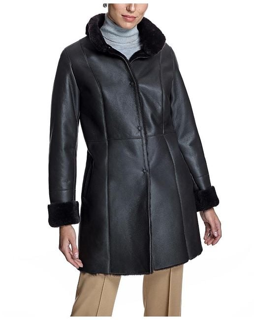 Maximilian Black Nappa Shearling Coat