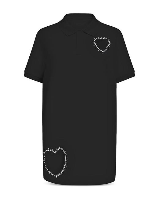 Area Black Crystal Heart Cutout Polo Dress