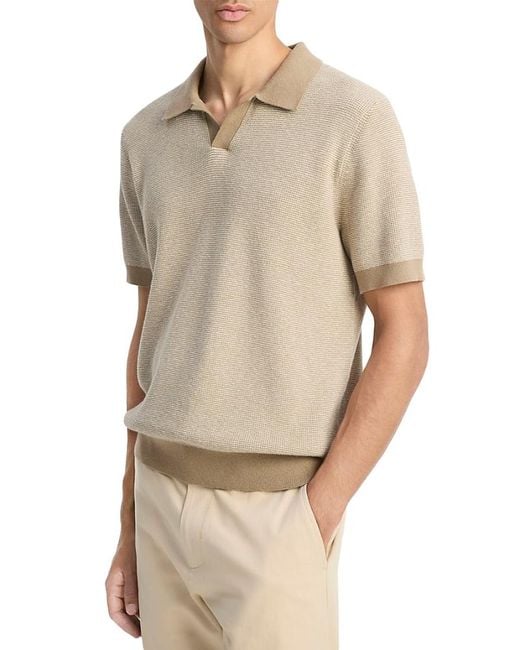 Vince Natural Short Sleeve Color Block Polo Shirt for men