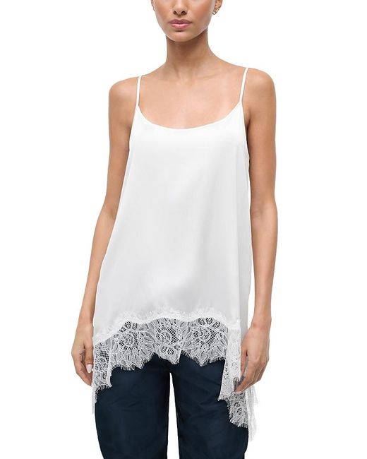 Staud White Chloe Silk Blend Cami