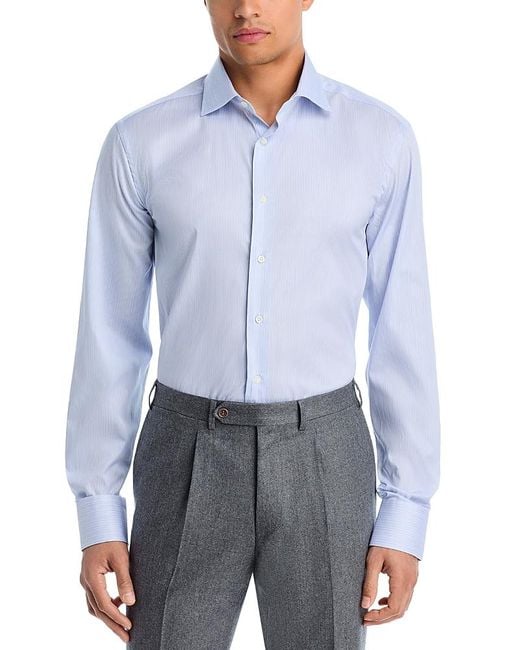 Canali Blue Long Sleeve Button Front Shirt for men