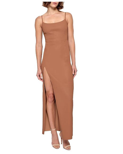 AS by DF Women's Brown Aphrodite Stretch Leather Dress - hulwithkids.com