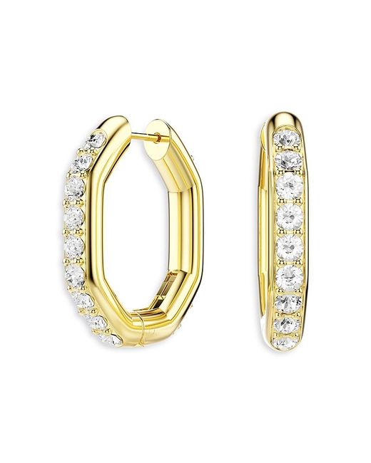 Swarovski Metallic Dextera Pave Crystal Geometric Hoop Earrings